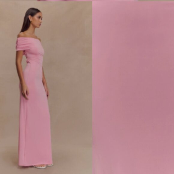 Meshki Off Shoulder Slinky Maxi Dress - Medium - Pink - Picture 4 of 5